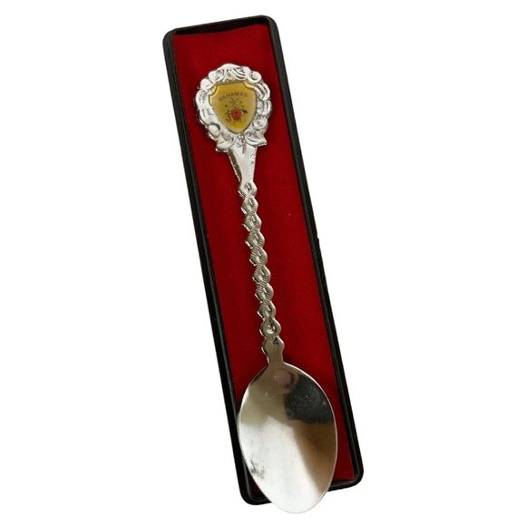 Bahamas Collectible Travel Souvenir Spoon Silvertone Metal Shield Design - Picture 1 of 4